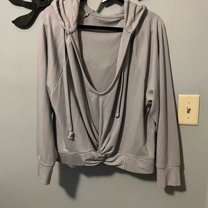 Knot Front Hoodie…Cute!! Light gray, Fabletics, no tag, XL